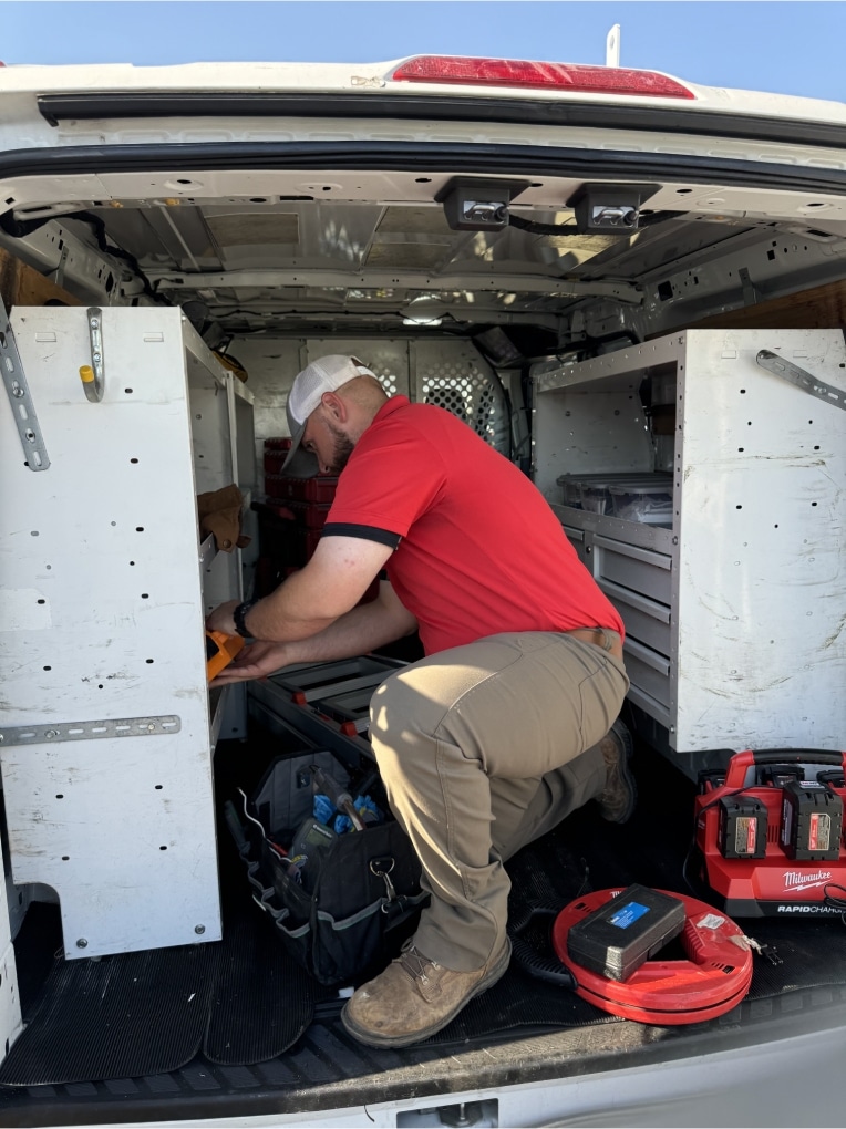 Electrician in truck